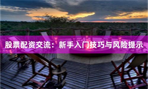 股票配资交流：新手入门技巧与风险提示